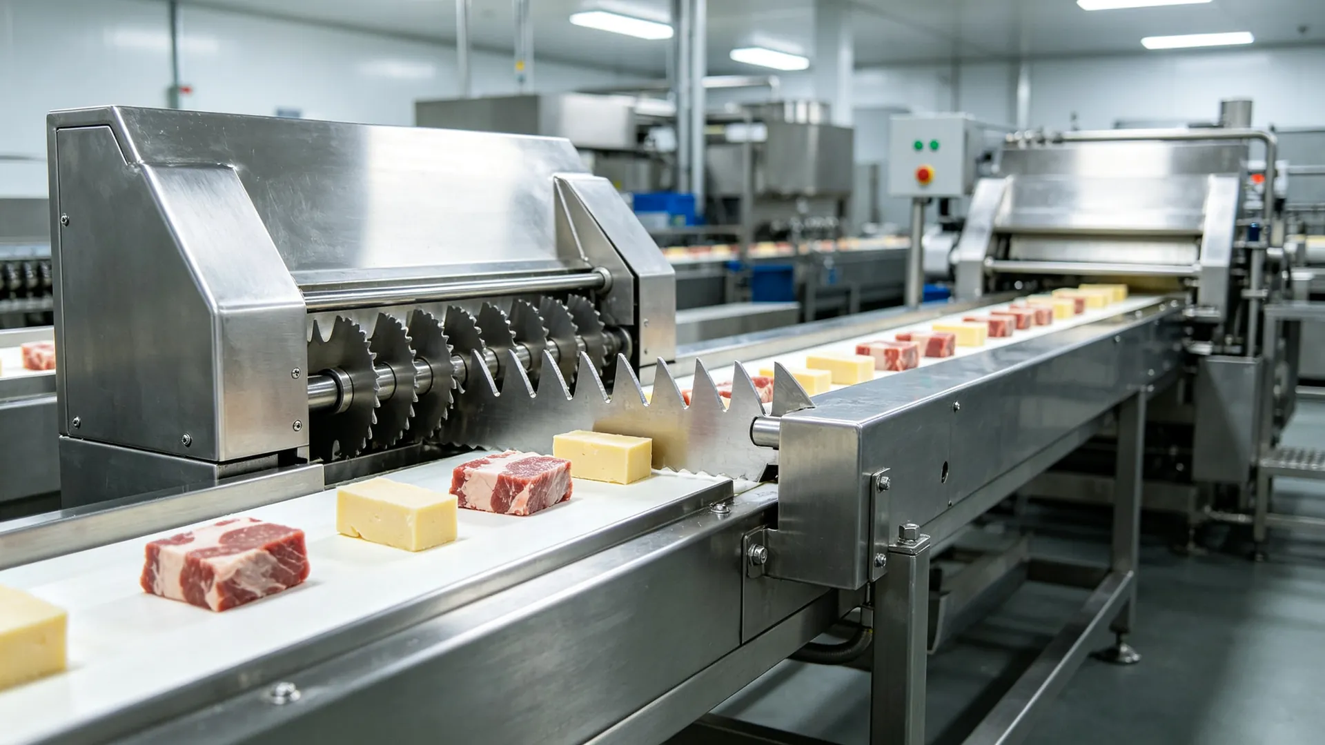 Trim and score blades on a pouch converting line