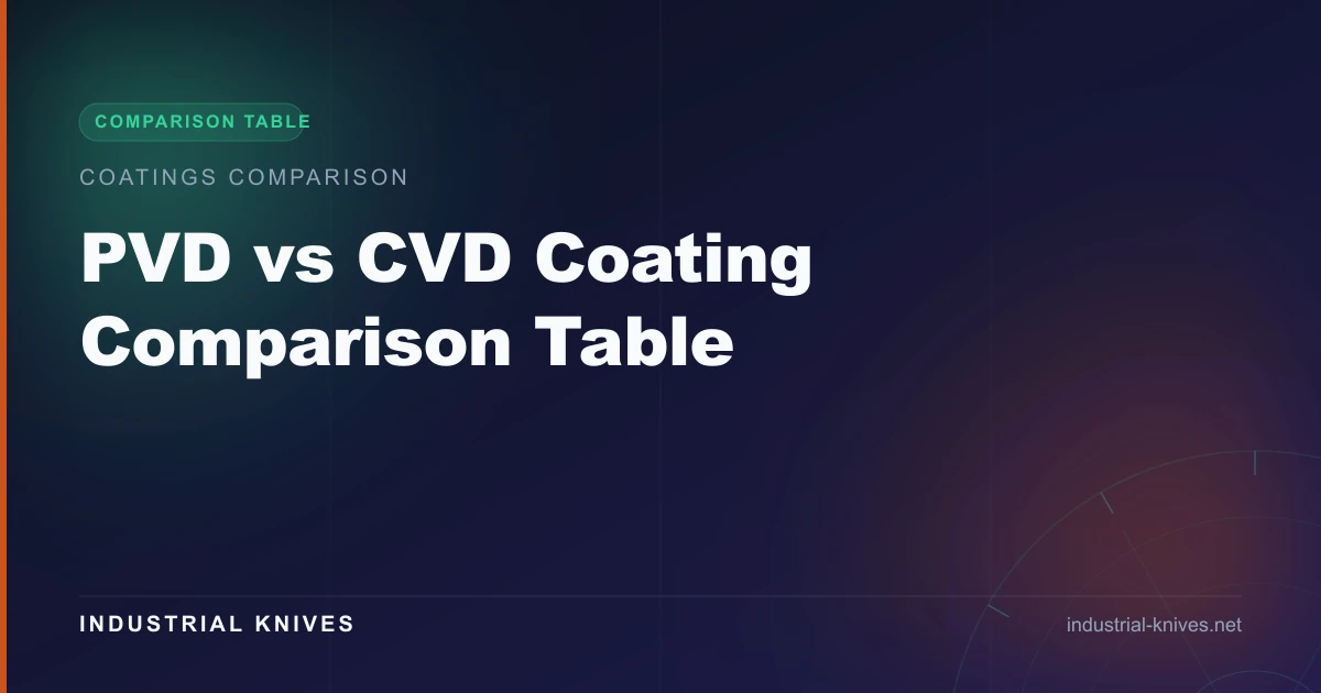 PVD vs CVD Coating Comparison Table