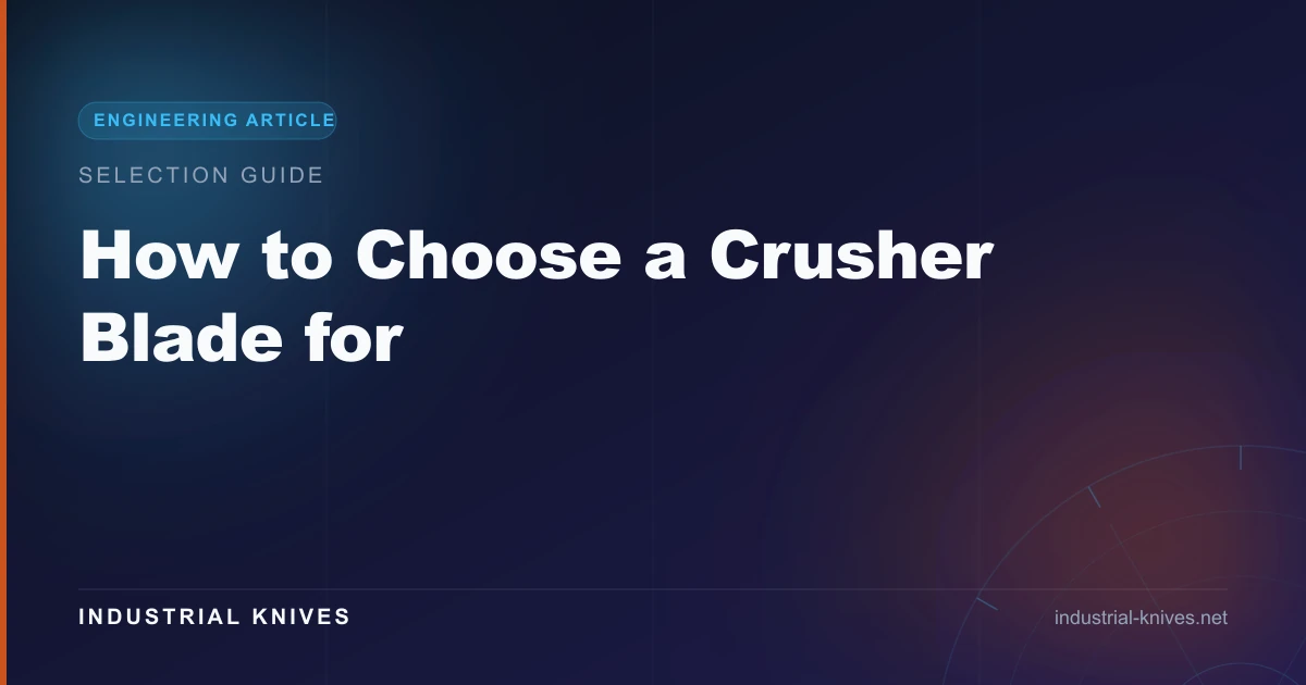 How to Choose Crusher & Granulator Blades